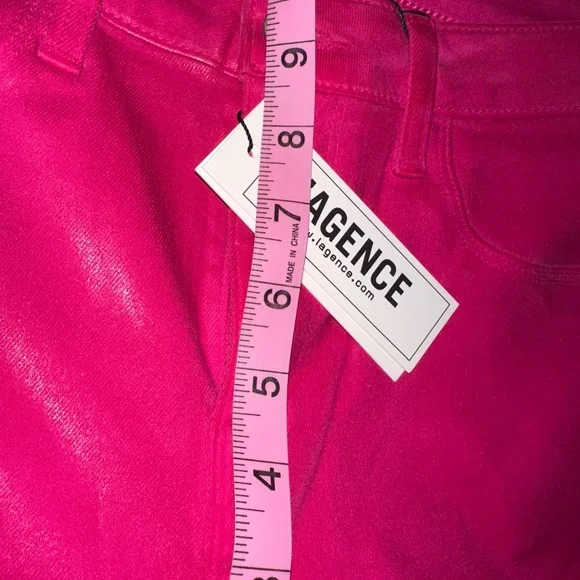 L'AGENCE Sexy Marty High Rise Flare Coated Jeans | Fuchsia Pink 24 NWOT Hot! - Picture 7 of 9